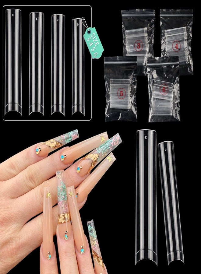 LIONVISON Individual Size 3 4 5 6 No C Curve Nail Tips for Acrylic Nails Professional, 200PCS 3XL Extra Long, Half Cover Straight Tapered Square Nail Tips 4 Mostly Used Sizes - Image 1